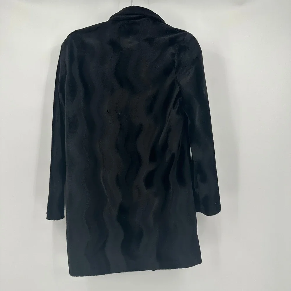 Womens Vintage Minimalist Faux Fur Coat Sz M Formal Evening Black Glam USA Made